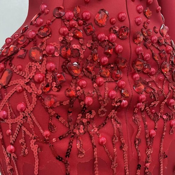 Women's Red and Pink Dress - Picture 3 of 4